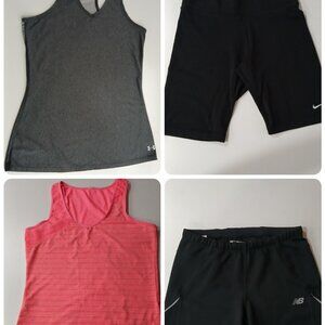 Great for the Gym, Two Tank Tops ,Small with Two Gym Shorts Medium, Bundle for